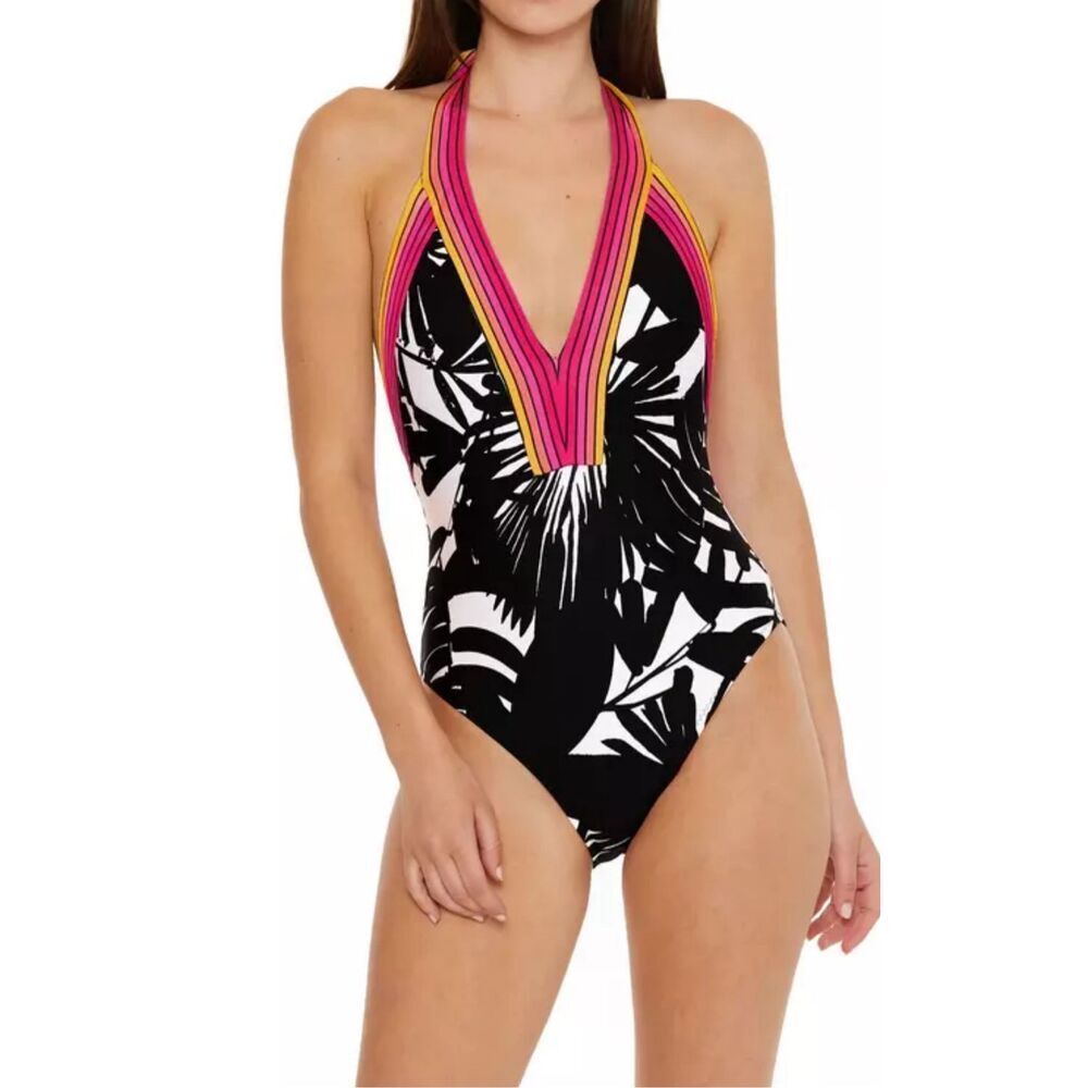 Trina Turk Black and White One Piece with Pink and Yellow Accents